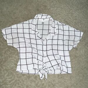 Revamped Black and White Grid Button Down Shirt